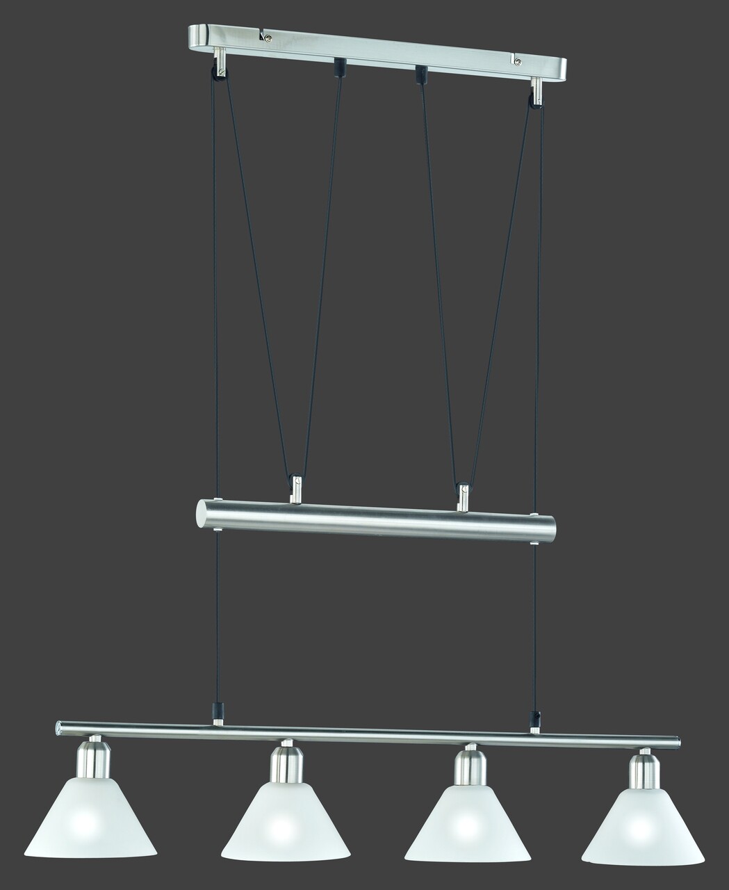 Lustra Stamina, TRIO, 80x14x180 cm, 40W, 4x E14, metal, nichel mat - imagine 4